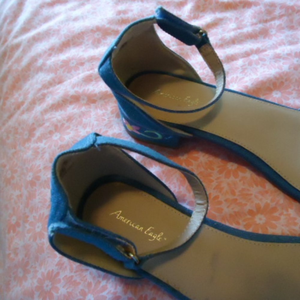 American Eagle NEW floral sandal w/ankle strap ladies sz 9 or girls 6 - Picture 6 of 7